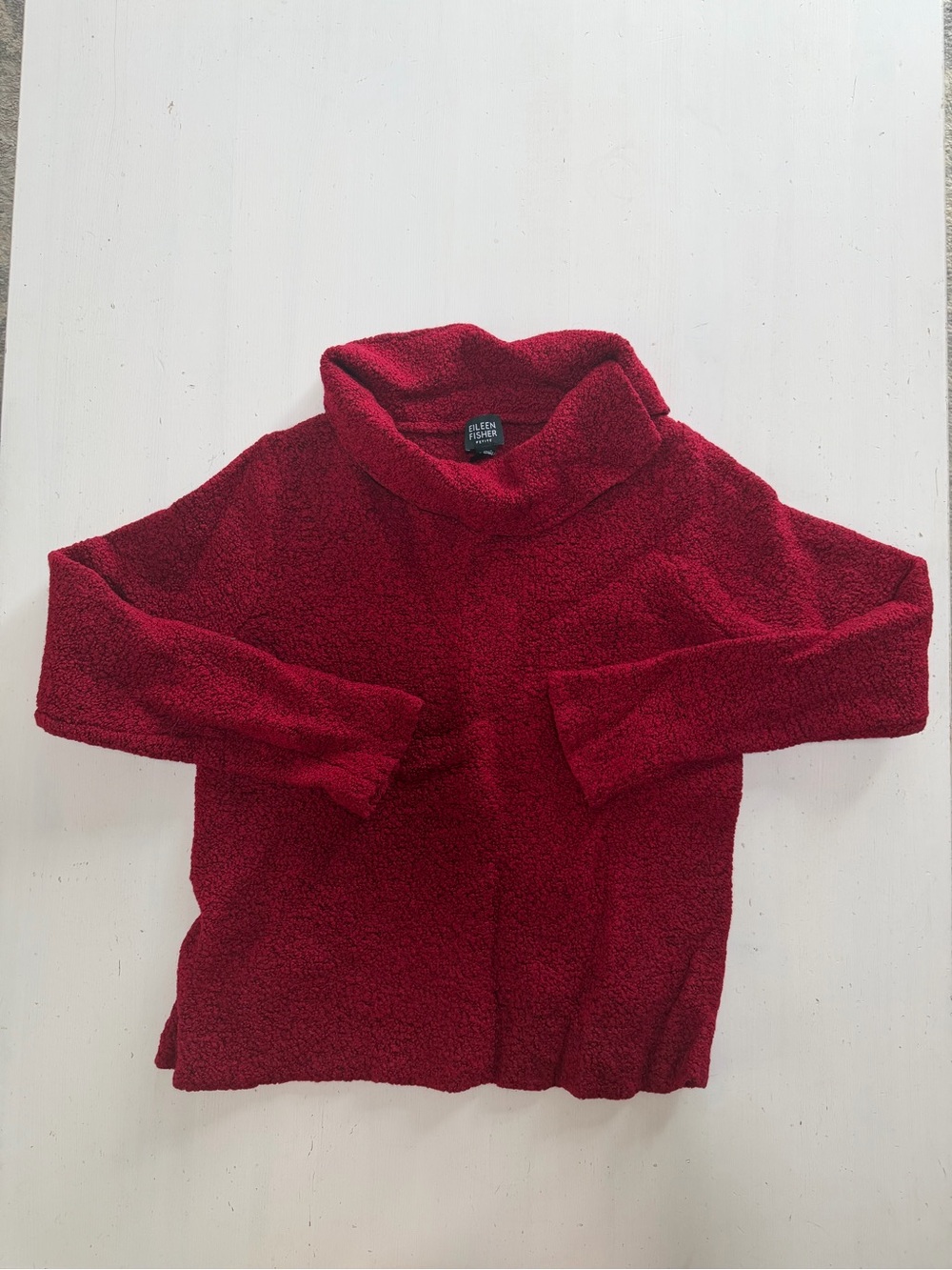 Eileen Fisher Red Merino Wool Cashmere Blend Sweater PL Italian Yarn